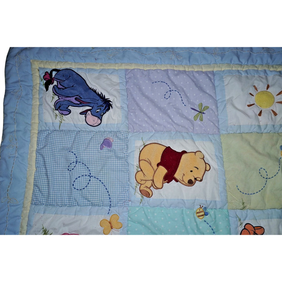 Vintage Sears Winnie the Pooh Baby Quilt Blanket – Disney Embroidered Patchwork - Picture 6 of 16